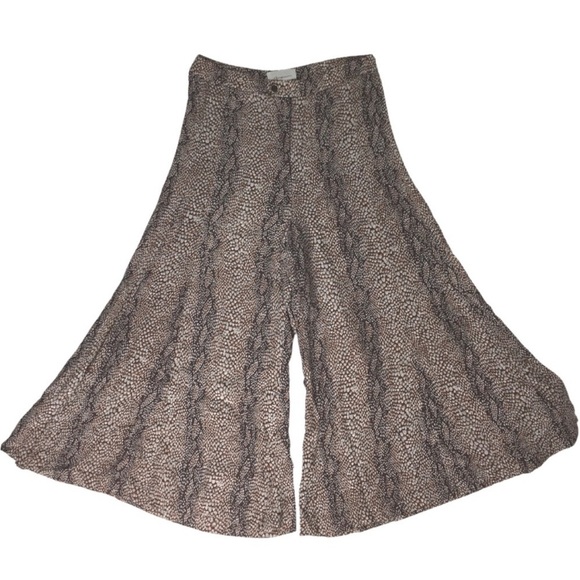 Anthropologie Skirted Wide-Leg Pants Reptile Snake Print Size 6 - Picture 14 of 15